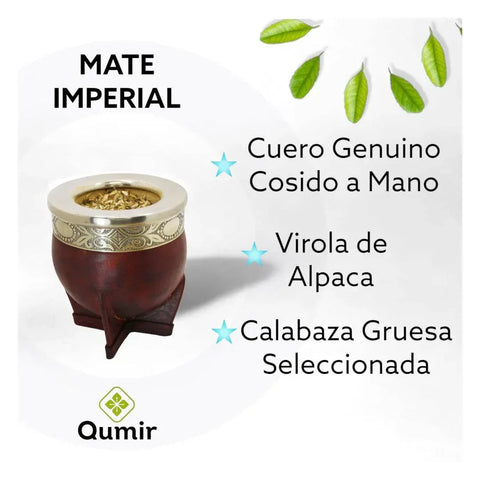 Mate Imperial de Calabaza con Virola de Alpaca Color Marron - Qumir