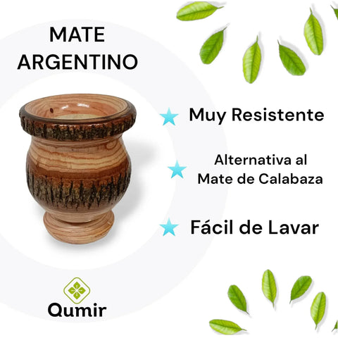 Mate de Madera Sauce Mimbre Lustrada - Qumir