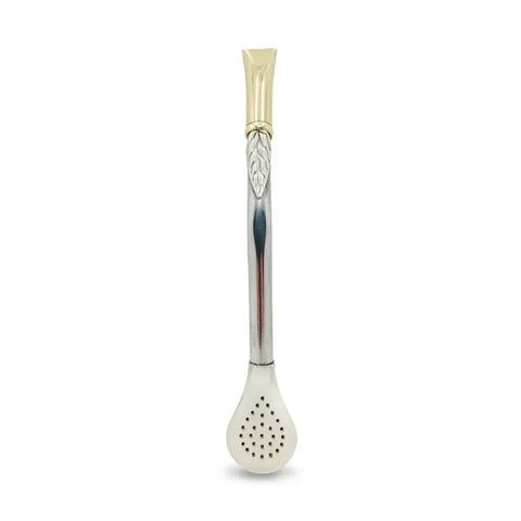 Bombillon Artesanal de Alpaca 18 cms Decorado Bronce - Qumir