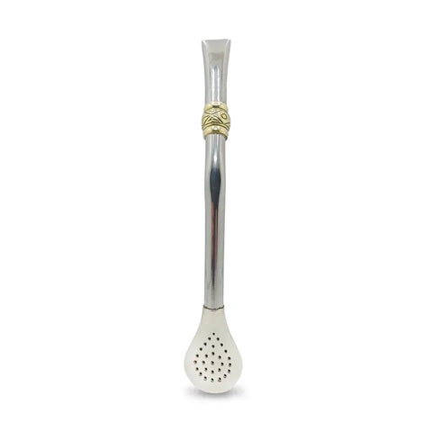 Bombillon Artesanal de Alpaca 18 cms Guarda Pampa Plata - Qumir