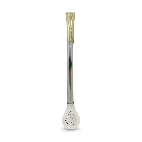 Bombillon Artesanal de Alpaca 18 cms Pico Rey Bronce - Qumir
