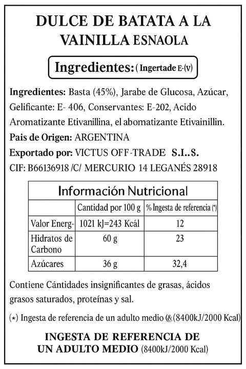 Dulce de Batata Esnaola 700 grs - Qumir