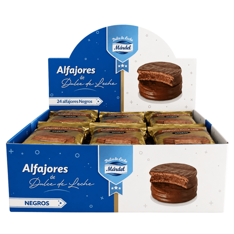 Pack Alfajores de Dulce de Leche Mardel Chocolate Negro Caja Display 24 Uds