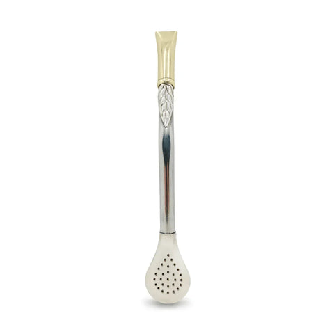 Bombillon Artesanal de Alpaca 18 cms Decorado Bronce - Qumir