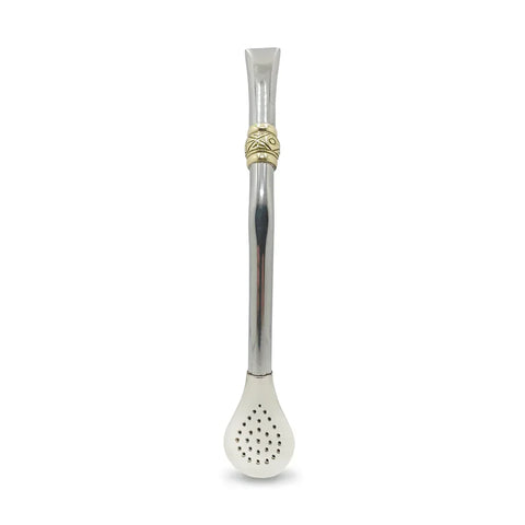 Bombillon Artesanal de Alpaca 18 cms Guarda Pampa Plata - Qumir