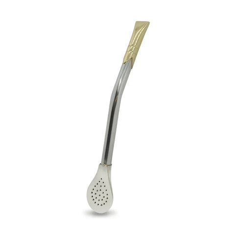 Bombillon Artesanal de Alpaca 18 cms Pico Rey Bronce - Qumir