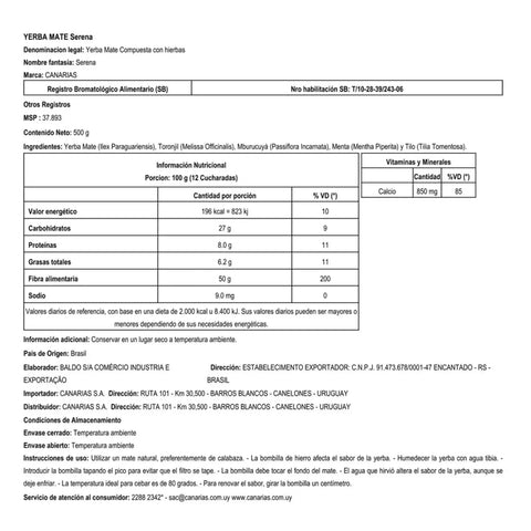 Canarias Serena Yerba Mate 1 kg - Qumir