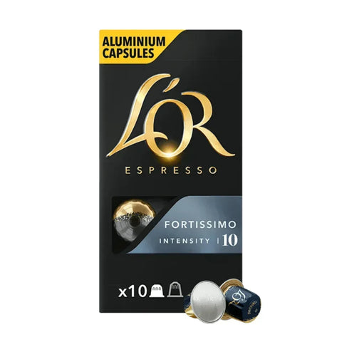 Pack 5 x L'OR Cafe Espresso Cápsulas Fortissimo 10 Uds Compatibles con Maquina Nespresso - Qumir - Qumir