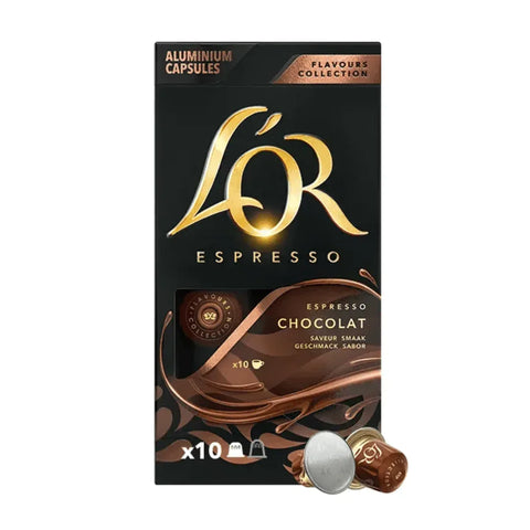 Pack 5 x L'OR Cafe Espresso Cápsulas Chocolate 10 Uds Compatibles con Maquina Nespresso - QUMIR - Qumir