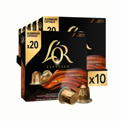 Pack Café L'or Espresso Colombia 20 Cápsulas Compatibles - 10 Uds - Qumir
