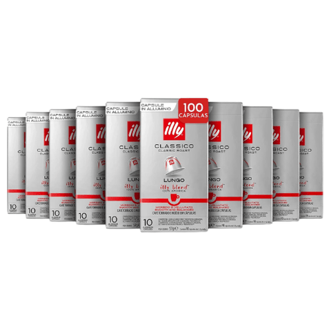 Pack Café Illy 100 Cápsulas Lungo Compatible Nespresso - 10 Uds