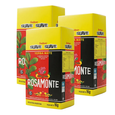 Pack Yerba Mate Rosamonte Suave 1 Kg - 3 Uds