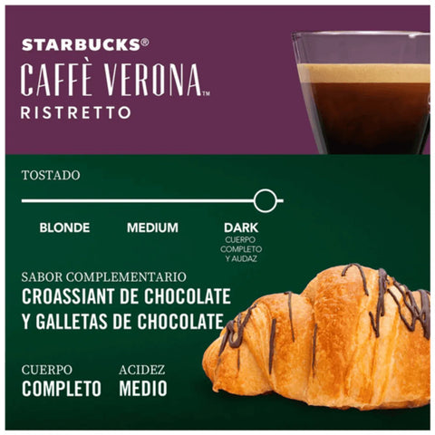 Pack Café Starbucks 100 Cápsulas Verona Ristretto Compatibles Nespresso - Qumir